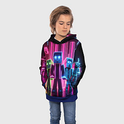 Толстовка-худи детская Minecraft characters - neon glow, цвет: 3D-синий — фото 2