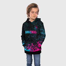Толстовка-худи детская Arsenal - neon gradient посередине, цвет: 3D-черный — фото 2