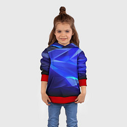 Толстовка-худи детская Black and blue abstract background sport style, цвет: 3D-красный — фото 2