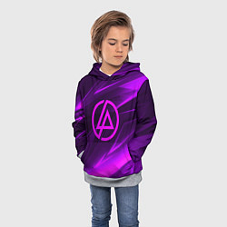 Толстовка-худи детская Linkin park neon stripes logo, цвет: 3D-меланж — фото 2