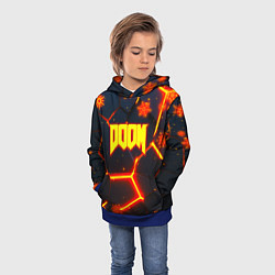 Толстовка-худи детская Doom плиты лого в огне, цвет: 3D-синий — фото 2