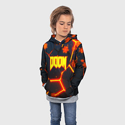 Толстовка-худи детская Doom плиты лого в огне, цвет: 3D-меланж — фото 2