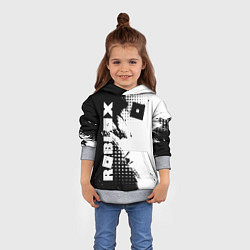 Толстовка-худи детская Роблокс - черно-белая абстракция, цвет: 3D-меланж — фото 2