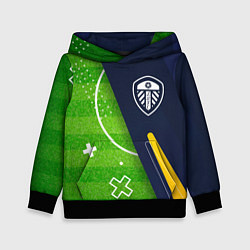 Толстовка-худи детская Leeds United football field, цвет: 3D-черный