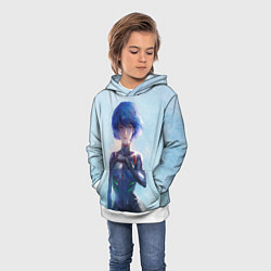 Толстовка-худи детская Рей Аянами из Евангелиона, цвет: 3D-белый — фото 2