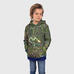 Толстовка-худи детская Леший-озорник в лесу, цвет: 3D-синий — фото 2