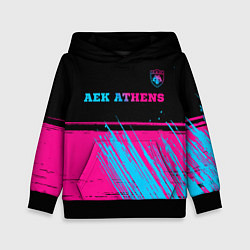 Толстовка-худи детская AEK Athens - neon gradient посередине, цвет: 3D-черный