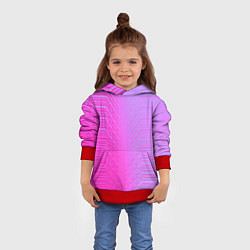 Толстовка-худи детская Розовые градиентные линии, цвет: 3D-красный — фото 2