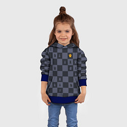 Толстовка-худи детская Синяя шахматная доска, цвет: 3D-синий — фото 2