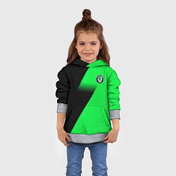Толстовка-худи детская Skoda green line geometry, цвет: 3D-меланж — фото 2