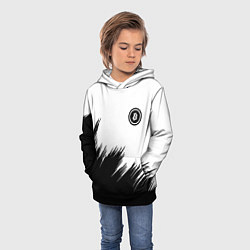 Толстовка-худи детская Биткоин текстура крипта, цвет: 3D-черный — фото 2