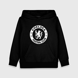 Толстовка-худи детская Chelsea fc белое лого, цвет: 3D-черный