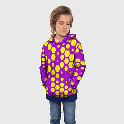 Толстовка-худи детская Желтые соты на фиолетовом фоне, цвет: 3D-синий — фото 2