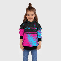 Толстовка-худи детская Aston Villa - neon gradient посередине, цвет: 3D-черный — фото 2