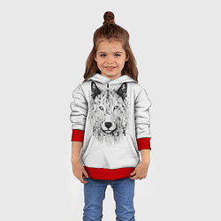 Толстовка-худи детская Фантастический волк, цвет: 3D-красный — фото 2