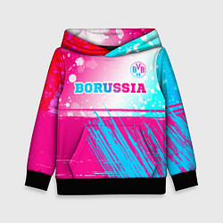 Толстовка-худи детская Borussia neon gradient style посередине, цвет: 3D-черный