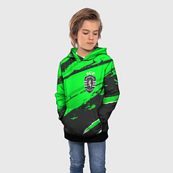 Толстовка-худи детская Sporting sport green, цвет: 3D-черный — фото 2