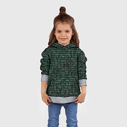 Толстовка-худи детская Мозаика тёмно-зелёный, цвет: 3D-меланж — фото 2