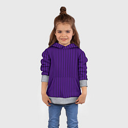 Толстовка-худи детская Яркий фиолетовый в полоску, цвет: 3D-меланж — фото 2