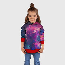 Толстовка-худи детская Человек растворяющийся в фиолетовом дыму, цвет: 3D-красный — фото 2