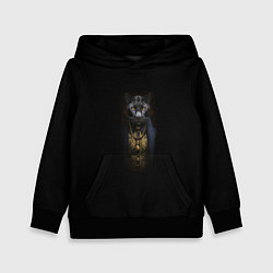 Толстовка-худи детская Ягуар в костюме на черном фоне, цвет: 3D-черный