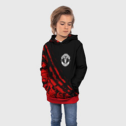 Толстовка-худи детская Manchester United sport grunge, цвет: 3D-красный — фото 2