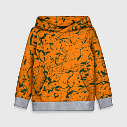 Детская толстовка Оранжевый с брызгами зеленой краски