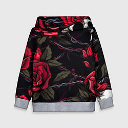 Детская толстовка Череп и красные розы