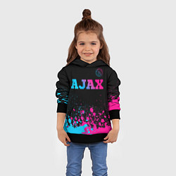 Толстовка-худи детская Ajax - neon gradient посередине, цвет: 3D-черный — фото 2