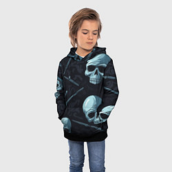 Толстовка-худи детская Черепа и ножи, цвет: 3D-черный — фото 2