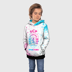 Толстовка-худи детская Sporting neon gradient style, цвет: 3D-черный — фото 2