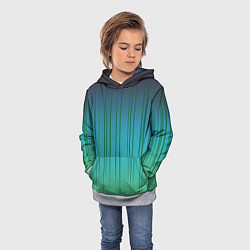 Толстовка-худи детская Хаотичные зеленые линии, цвет: 3D-меланж — фото 2