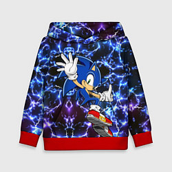 Толстовка-худи детская Sonic blue x, цвет: 3D-красный