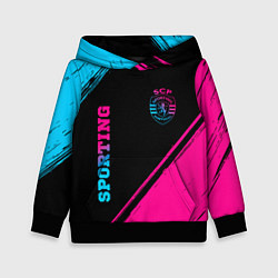 Толстовка-худи детская Sporting - neon gradient вертикально, цвет: 3D-черный