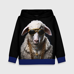 Толстовка-худи детская Богатый баран в цепях, цвет: 3D-синий