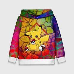 Толстовка-худи детская Pikachu pokeballs, цвет: 3D-белый