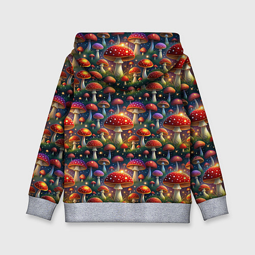 Детская толстовка Красные мухоморы в лесу паттерн / 3D-Меланж – фото 2