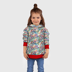 Толстовка-худи детская Объемная сирень паттерн, цвет: 3D-красный — фото 2