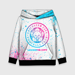 Толстовка-худи детская Leicester City neon gradient style, цвет: 3D-черный