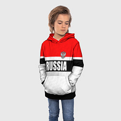 Толстовка-худи детская Россия - униформа классическая с гербом, цвет: 3D-черный — фото 2
