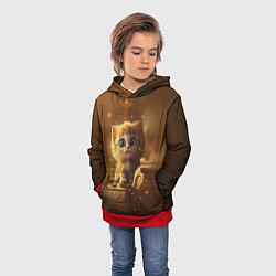 Толстовка-худи детская Теплый котик, цвет: 3D-красный — фото 2