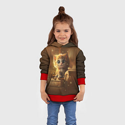 Толстовка-худи детская Теплый котик, цвет: 3D-красный — фото 2