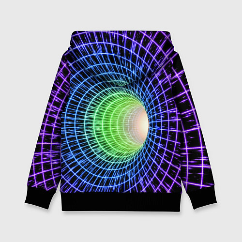 Детская толстовка Червоточина - трехцветная сетка со свечением / 3D-Черный – фото 2