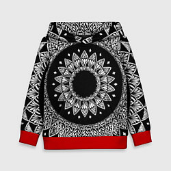 Детская толстовка Мандала черно-белая с лепестками