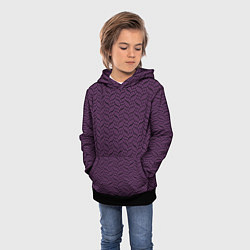 Толстовка-худи детская Тёмный фиолетовый волнистые полосы, цвет: 3D-черный — фото 2