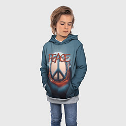 Толстовка-худи детская Знак мира в ладони, цвет: 3D-меланж — фото 2