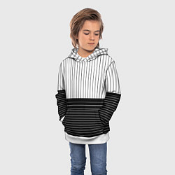 Толстовка-худи детская Полосатый чёрно-белый, цвет: 3D-белый — фото 2