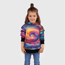 Толстовка-худи детская Водоворот ярких красок, цвет: 3D-черный — фото 2