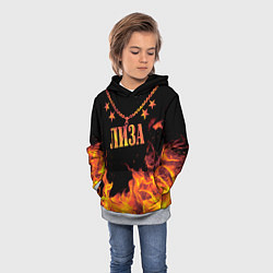 Толстовка-худи детская Лиза - имя в огне, цвет: 3D-меланж — фото 2