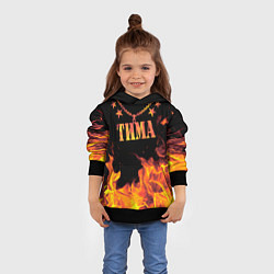 Толстовка-худи детская Тима - имя в огне, цвет: 3D-черный — фото 2